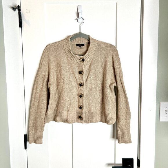 Quince 100% Organic Cotton Cropped Cardigan in Camel Academia Granola Girl M - Picture 3 of 6
